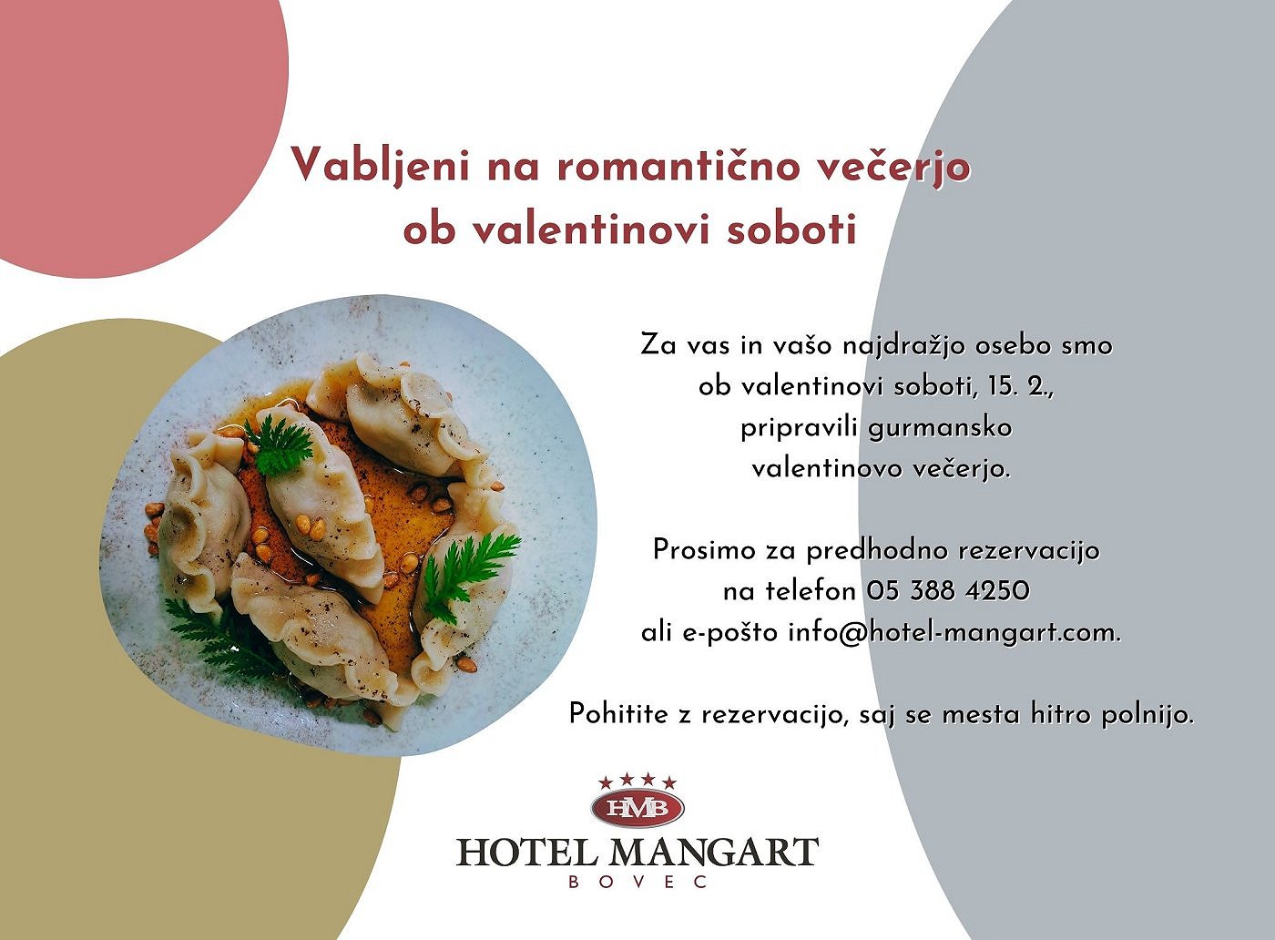 Valentinova večerja v Hotelu Mangart