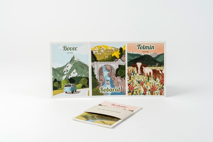 Hugs From Soča Valley • Illustrierte Postkarten mit Motiven aus dem Soča-Tal • Soča Valley Finest